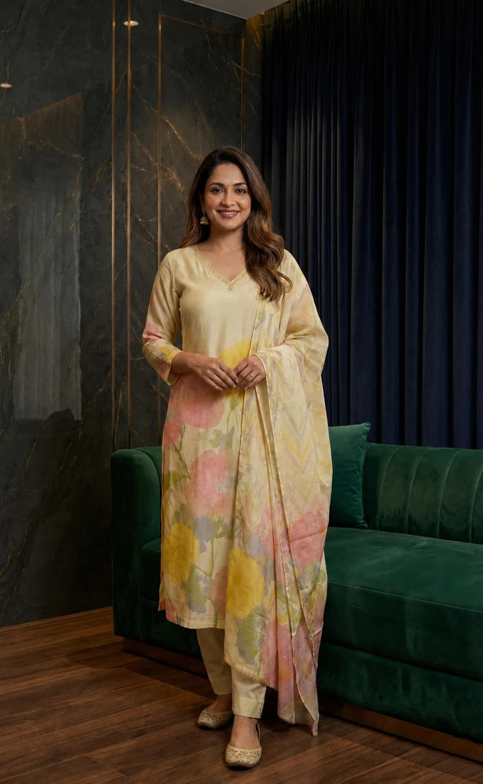 Floral Breeze Printed Kurta Set with Dupatta