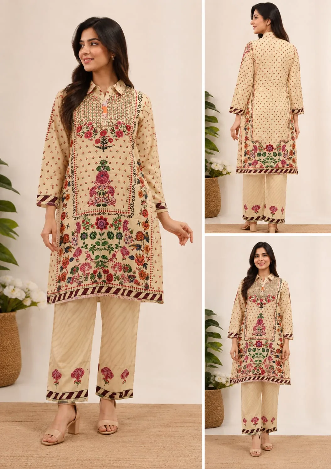 Floral Heritage Printed Kurta Pant Set